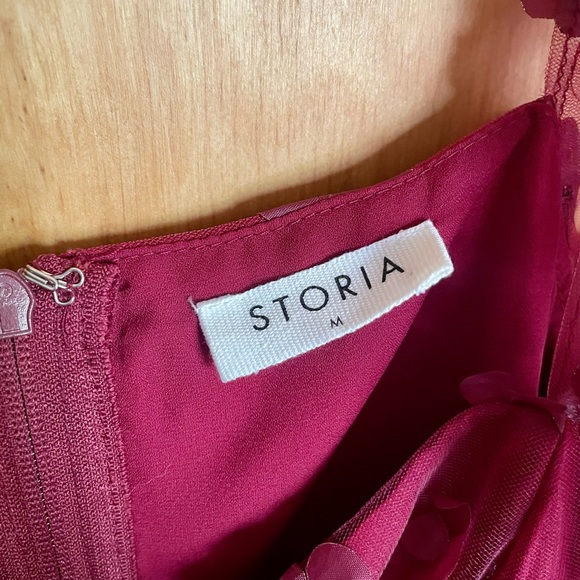 Maroon 3D Floral Babydoll Dress - Picture 4 of 6